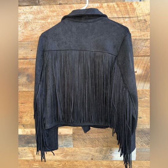 SHEIN Zip Up Fringe Trim Jacket sz 2 XS - Picture 4 of 15